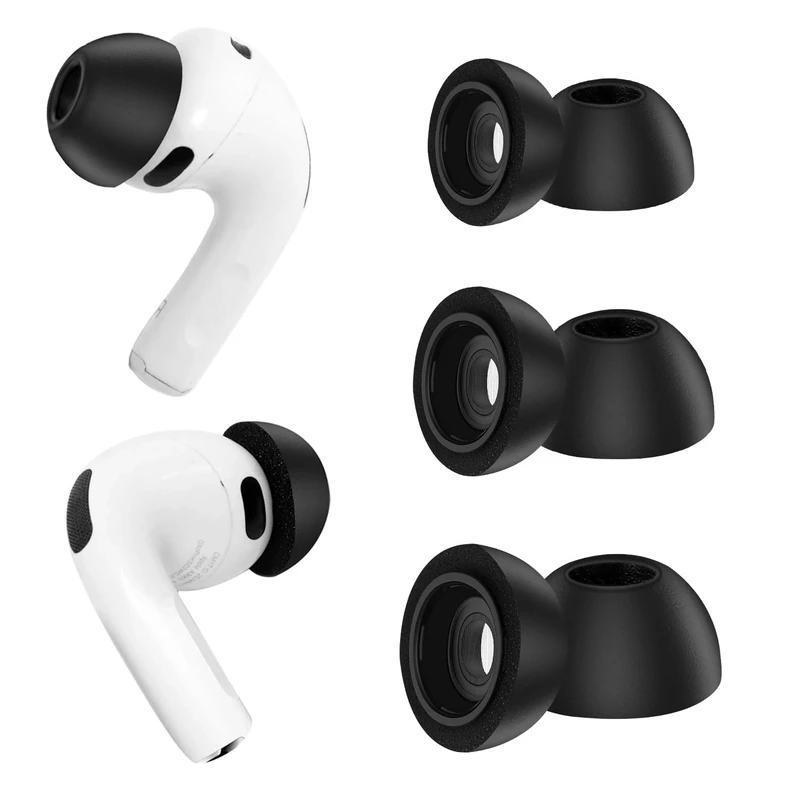 Replacement Ear Tips for AirPods Pro 3 (2025), Soft Memory Foam Eartips for AirPods Pro 3rd Generation, No Silicone Pressure, Anti-Slip Design, Fits Charging Case, 3 Pairs (S/M/L, Black)