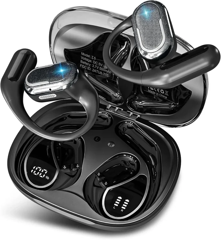 TRAUSI Bluetooth 5.4 Earbuds - 46H Playtime, LED, ENC Cancel, IPX5