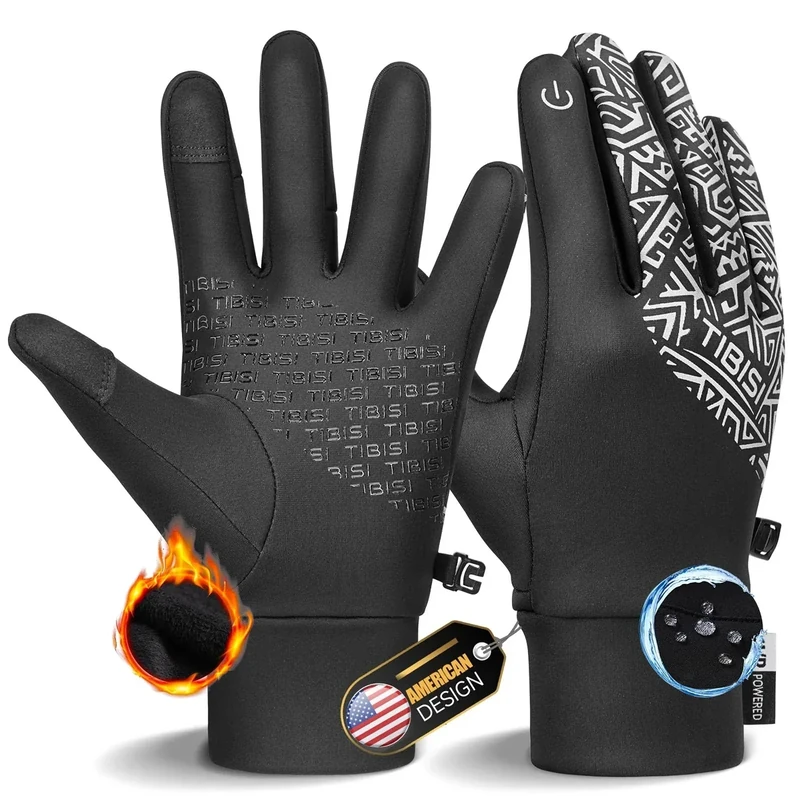 Benirap Winter Gloves for Men Women, Warm Touchscreen Winter Gloves Windproof Non-Slip for Cold Weather Running Cycling Black