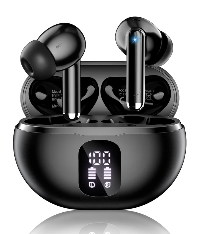 XIAOWTEK Bluetooth 5.4 Earbuds - 50H Playtime, LED Display, IPX7
