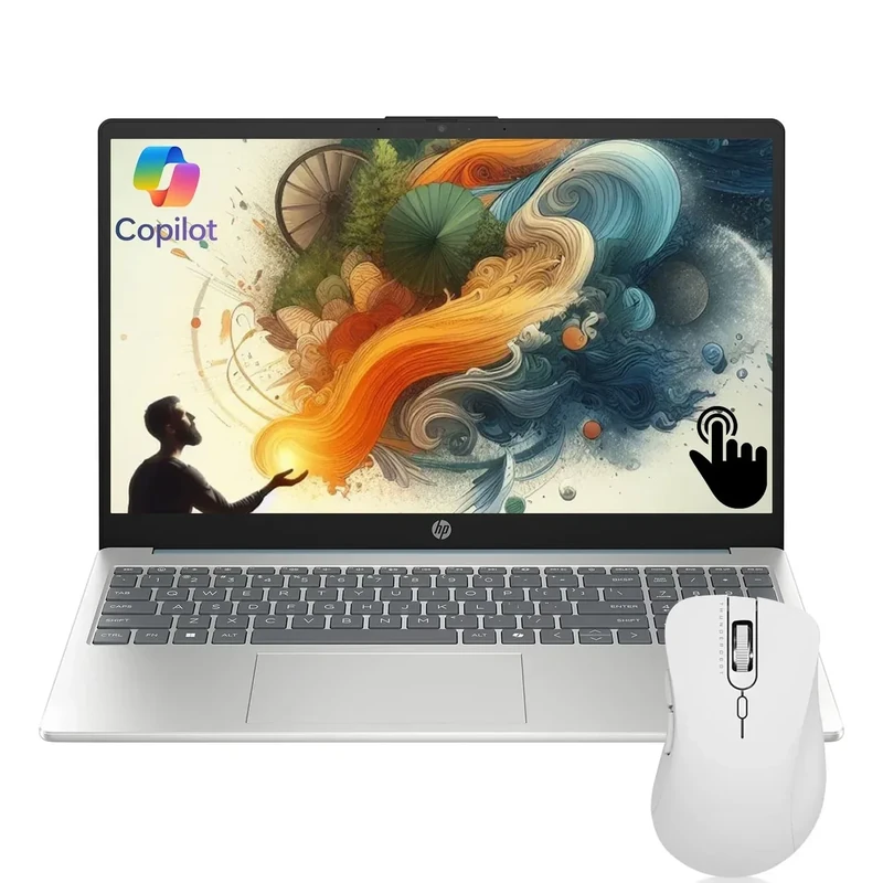 HP 15.6" AI Copilot Laptop - Intel i3, 8GB RAM, 512GB SSD, Touchscreen