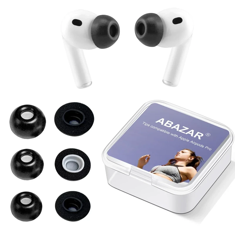Memory Foam Tips for Newest AirPods Pro 3, No Silicone Eartips Pain, Anti-Slip Replacement Ear Tips, Fit in The Charging Case, Reducing Noise Ear Tips, 3 Pairs (S/M/L, Black)