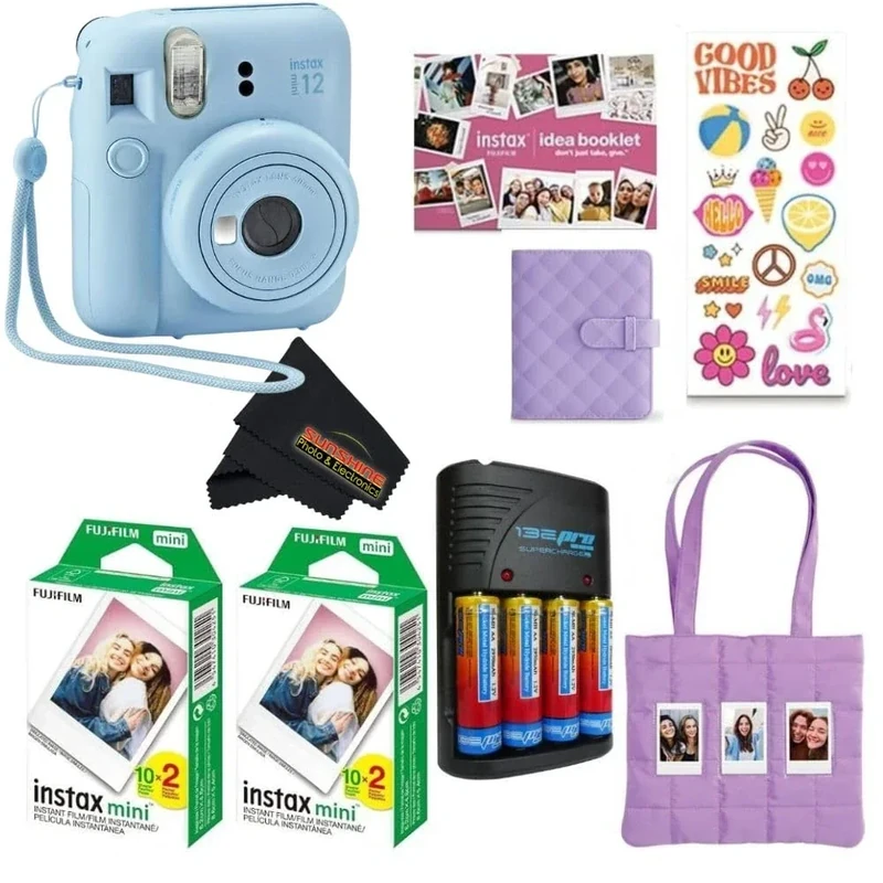 Fujifilm Instax Mini 12 2025 Holiday Bundle - Film, Batteries, Cloth