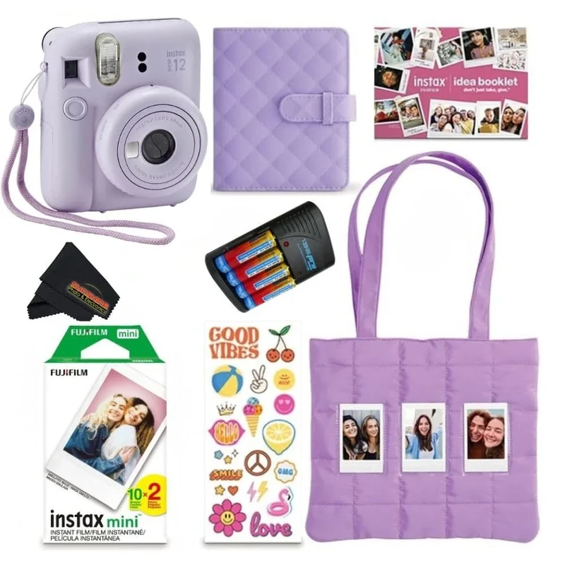 Fujifilm Instax Mini 12 Holiday Bundle - Camera, Film, Batteries, Bag