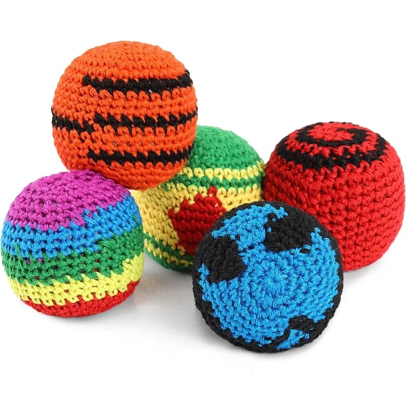 Blulu 10 Pieces Funny Assorted Colors Woven Kickball Soft Knitted Kick Balls for Children and Beginners