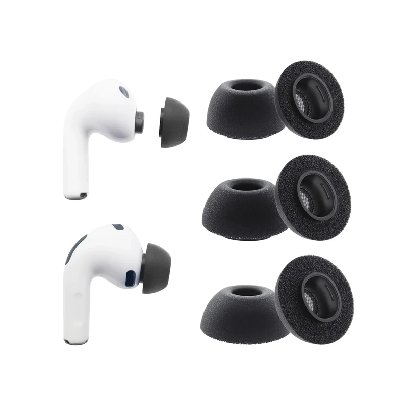 Klowcok Replacement Ear Tips for AirPods Pro 3 (3rd Generation 2025), Memory Foam Earbuds Tips, Fit in The Charging Case, 3 Pairs Black (Assorted-S/M/L)