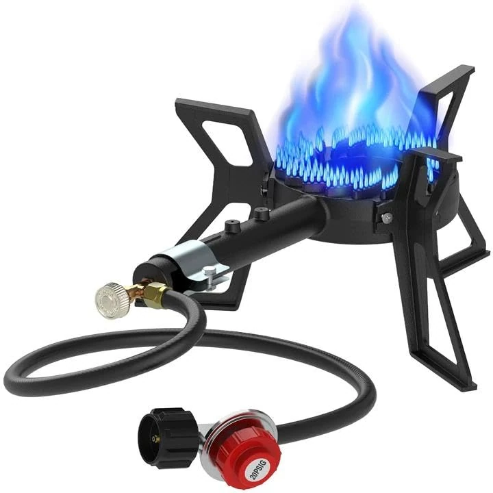 Llamaviva 100,000 BTU Portable Propane Gas Stove with Tripod Stand – High-Pressure Single Burner Outdoor Gas Cooker for Camping, Hiking, Boiling, Frying, and Outdoor Cooking