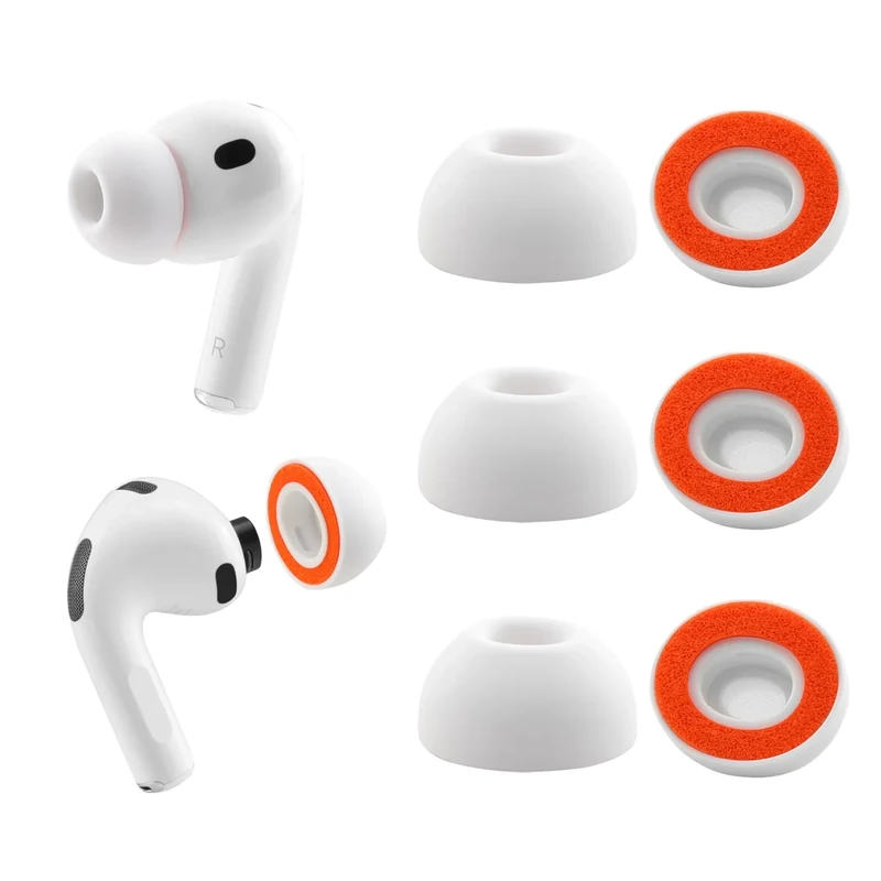 NANLANFAN Replacement Memory Foam Ear Tips for AirPods Pro 3 Silicone Shield, Ultimate Comfort, 3 Pairs (White, Large)