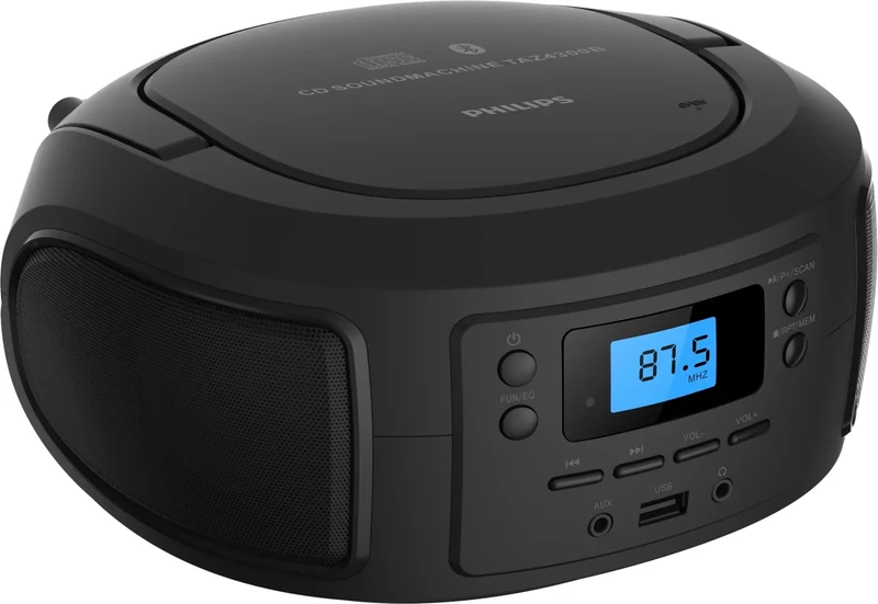 Philips TAZ4300 Bluetooth CD Boombox - 4W Stereo, FM Radio, USB & AUX