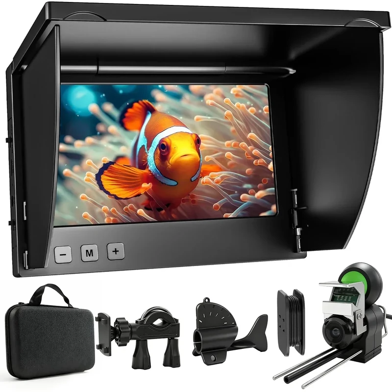 Underwater Fishing Camera, 1080P Undewater Cameras for Fishing with Infrared Night Vision Light, 5" IPS Display Fish Camera with 100ft Cable,Upgraded HD Lens for Ice Lake Boat Kayak Night Fishing