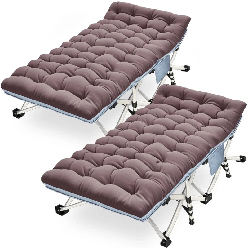 Oversize Camping Cots Extra Width Camping Bed with Comfortable Mat 2 Pack XXL Sleeping Cots for Adults Cots with Carry Bag for Adults Portable Folding Cot Nap Office Vacation Indoor Easy to Set Up