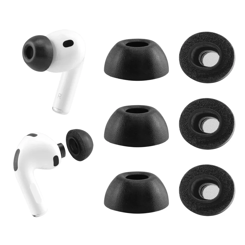 NANLANFAN Memory Foam Ear Tips for AirPods Pro 3 - 3 Pairs Black
