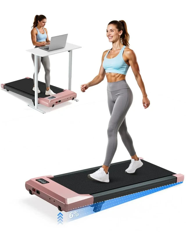 Superun Walking Pad with 6% Incline, Under Desk Treadmill for Home Office, 3 in 1 Portable Walking pad Treadmill with Remote Control and LED Display, 2.5HP Quiet Mini Treadmills, 300 lbs Capacity