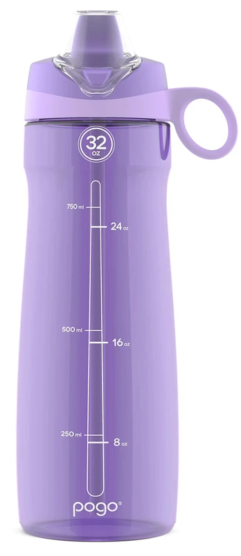 Pogo BPA-Free Tritan Plastic Water Bottle with Soft Straw, 32 Oz, Lilac (Pack of 6) - Image 1