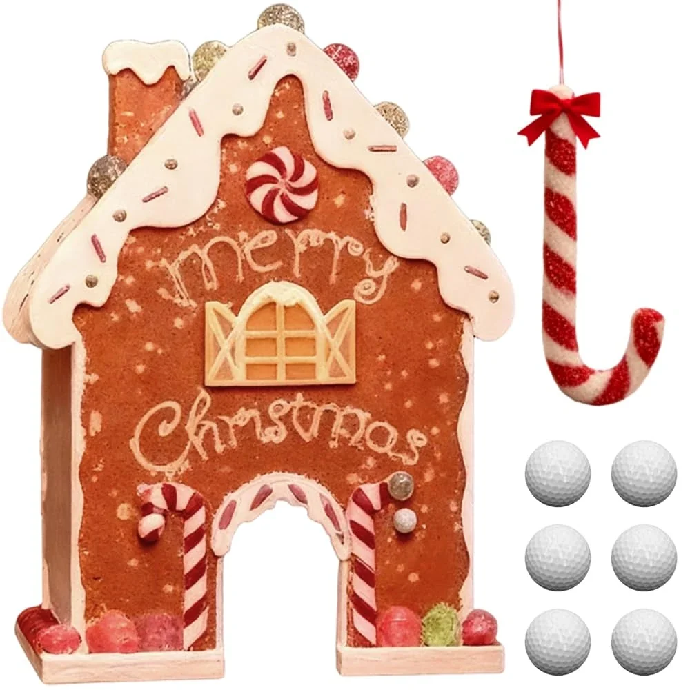 Gingerbread Golf Game Set, Gingerbread House Golf Game and Candy Canes, 2026 New Christmas Party Games, Christmas Golf Gingerbread House Kit, Indoor Family Game (6 Ball Set)