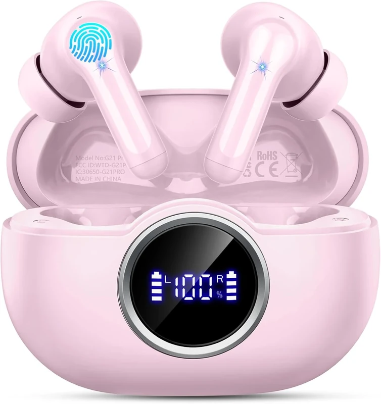 Rinsmola G21Pro Bluetooth 5.4 Earbuds - 40+Hr USB-C, 4 Mic ENC, IPX7