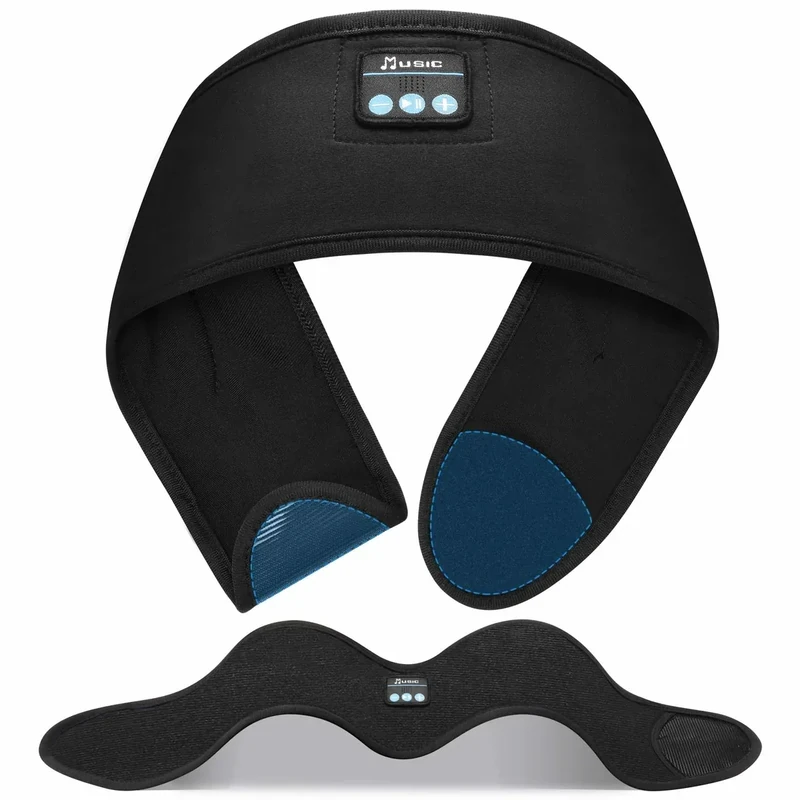 ZRUHIG Adjustable Headband Headphones, Sleeping Headphones with Ultra-Thin Speakers, Bluetooth Headband for Side Sleepers, Yoga, Running, Workout, Travel-Dark Black