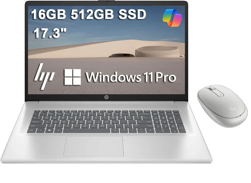 HP 17.3" Laptop w/ Ryzen 5 7430U, 16GB RAM, 512GB SSD - FHD Anti-Glare