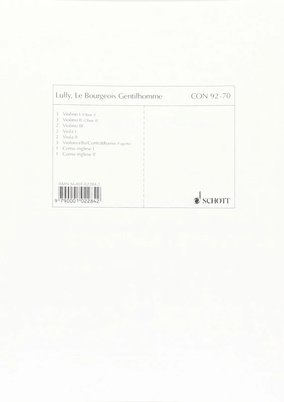 Le Bourgeois Gentilhomme: chamber orchestra. Jeu de parties.