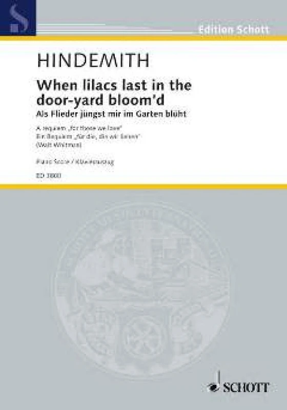 When lilacs last in the door-yard bloom'd: A Requiem "For those we love". mixed choir (SATB) with soloists (MezBar) and orchestra. Réduction pour piano.