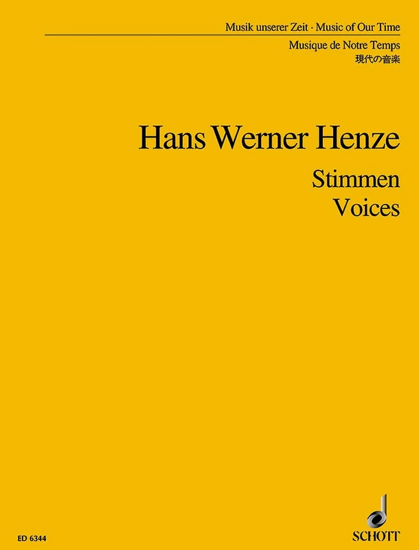 Voices – Stimmen: Eine Sammlung von Liedern. mezzo soprano, tenor and 15 players. Partition d'étude.