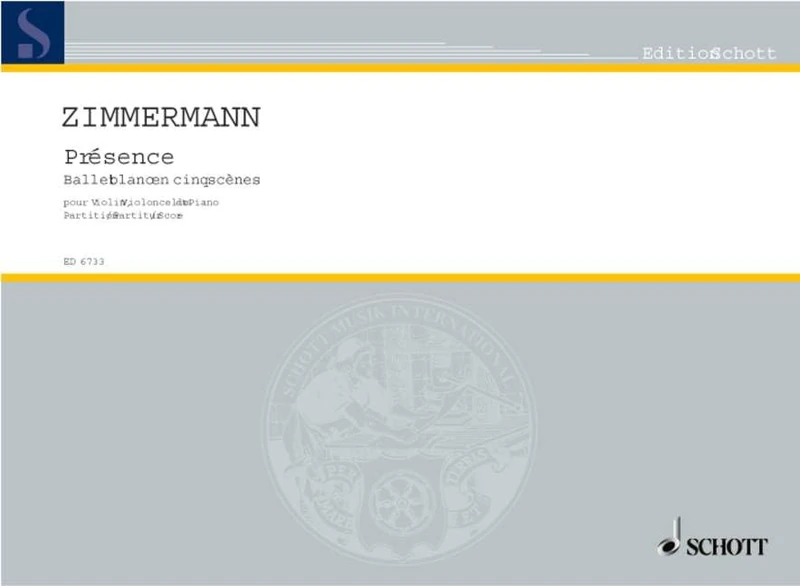 Présence: Ballet blanc in five scenes for violin, cello and piano. piano trio. Partition d'exécution. - Image 1