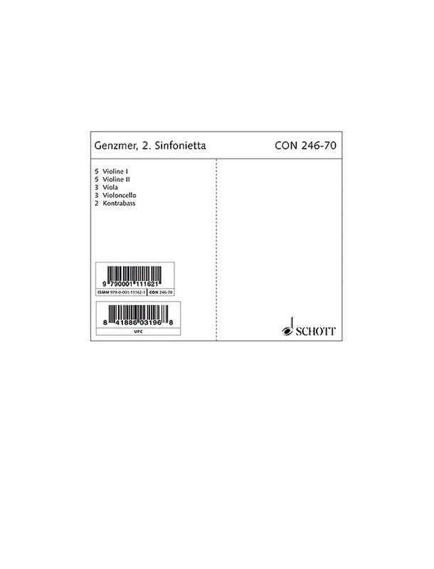 2. Sinfonietta: GeWV 128. string orchestra. Jeu de parties.