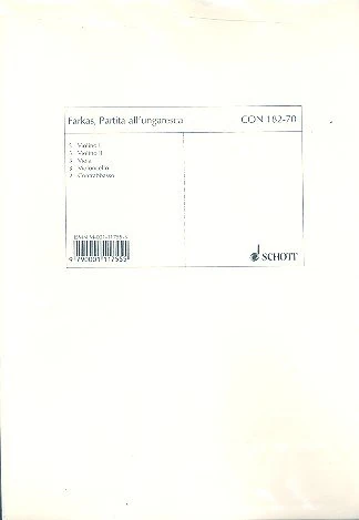 Partita all'ungaresca: nach ungarischen Tänzen aus dem 16. Jahrhundert. string orchestra. Jeu de parties.