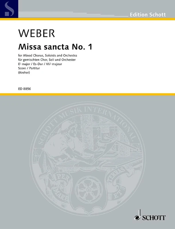 Missa sancta No. 1 Mib majeur: avec Offertorium "Gloria et honore". WeV A.2 / WeV A.3. mixed choir (SSAATTBB), soloists (SATB) and orchestra. Partition.