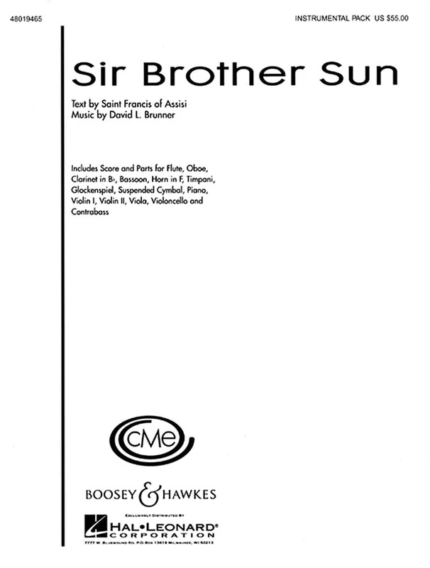 Sir Brother Sun: children's choir (SA) and piano, ensemble ad libitum. Partition et parties.