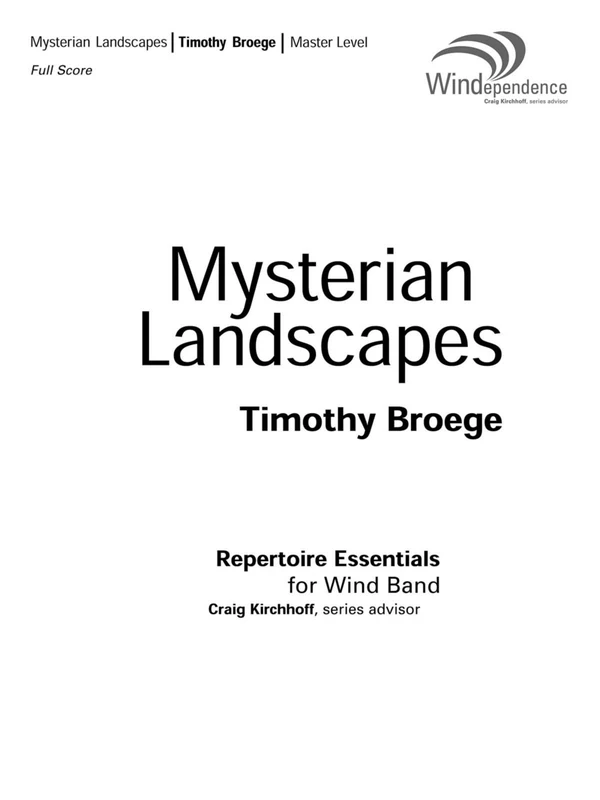 Mysterian Landscapes: Wind band. Partition et parties.