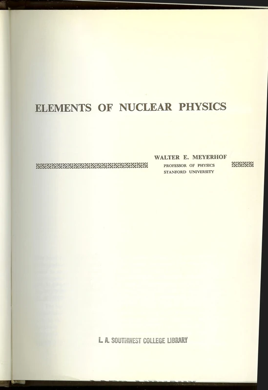 Elements of Nuclear Physics