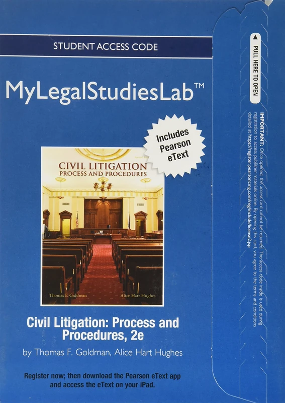 NEW MyLegalStudiesLab and Virtual Law Office Experience with Pearson eText -- Access Card -- for Civil Litigation: Process and Procedures