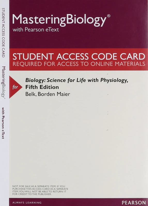 Mastering Biology with Pearson eText -- ValuePack Access Card -- for Biology: Science for Life with Physiology
