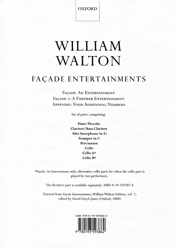 Façade Entertainments: Set of parts (William Walton Edition)