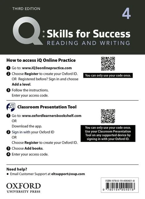 Q: Skills for Success: Level 4: Reading and Writing Teacher's Access Card