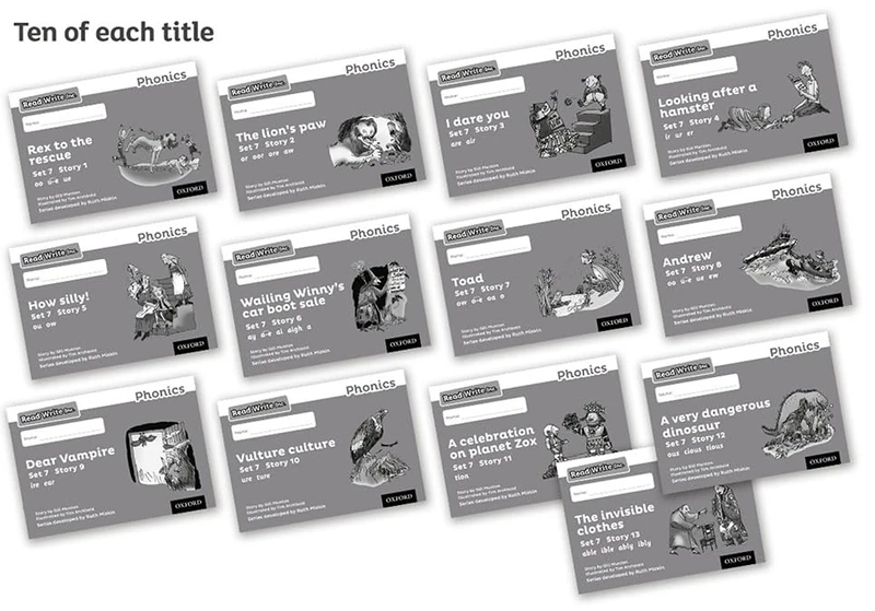Read Write Inc. Phonics: Black and White Grey Set 7 Storybooks Pack of 130