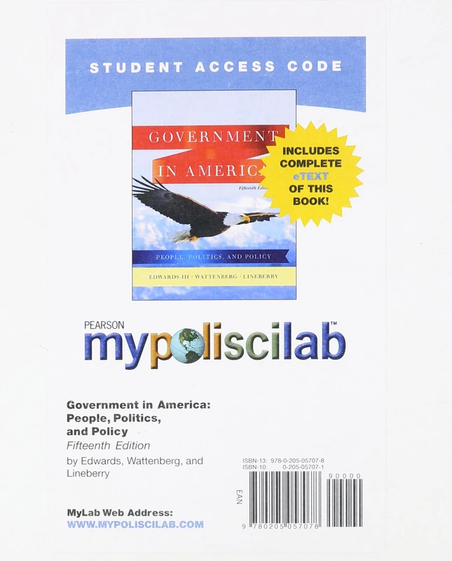 MyLab Political Science with Pearson eText -- Standalone Access Card -- for Government in America: People, Politics, and Policy