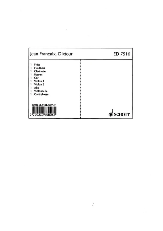 Dixtuor: for wind quintet and string quintet. Flute, Oboe, Clarinet, Bassoon, French Horn, 2 Violins, Viola, Violoncello and Double-bass. Jeu de parties. - Image 1