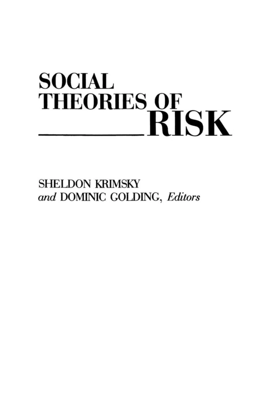 Social Theories of Risk