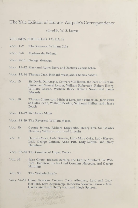Correspondence: v. 17: Vol 17 (Yale Edition of Horace Walpole's Correspondence): With Sir Horace Mann, I: 017