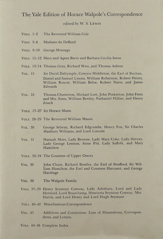 Correspondence: v. 30: Vol 30 (Yale Edition of Horace Walpole's Correspondence): With George Selwyn, Lord Lincoln, Sir Charles Handbury Williams, Henry Fox, and Richard Edgcumbe: 030
