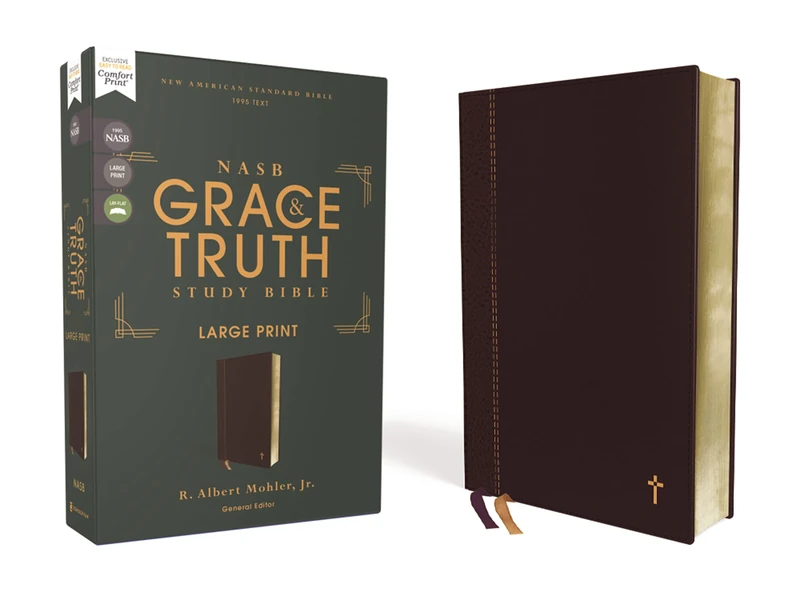 NASB, The Grace and Truth Study Bible (Trustworthy and Practical Insights), Large Print, Leathersoft, Maroon, Red Letter, 1995 Text, Comfort Print: ... Red Letter, 1995 Text, Comfort Print