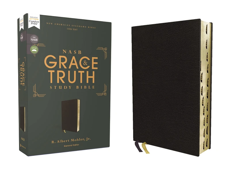 NASB, The Grace and Truth Study Bible (Trustworthy and Practical Insights), Bonded Leather, Black, Red Letter, 1995 Text, Thumb Indexed, Comfort ... Leather, Red Letter, 1995 Text, Comfort Print