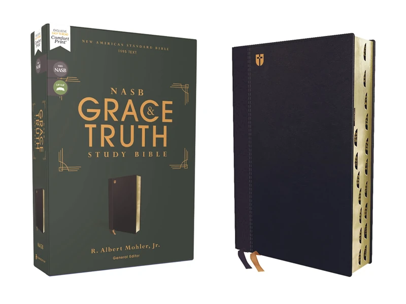 NASB, The Grace and Truth Study Bible (Trustworthy and Practical Insights), Leathersoft, Navy, Red Letter, 1995 Text, Thumb Indexed, Comfort Print: ... Navy, Red Letter, 1995 Text, Comfort Print