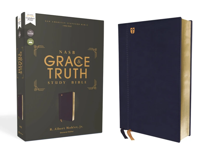 NASB, The Grace and Truth Study Bible (Trustworthy and Practical Insights), Leathersoft, Navy, Red Letter, 1995 Text, Comfort Print: New American ... Navy, Red Letter, 1995 Text, Comfort Print