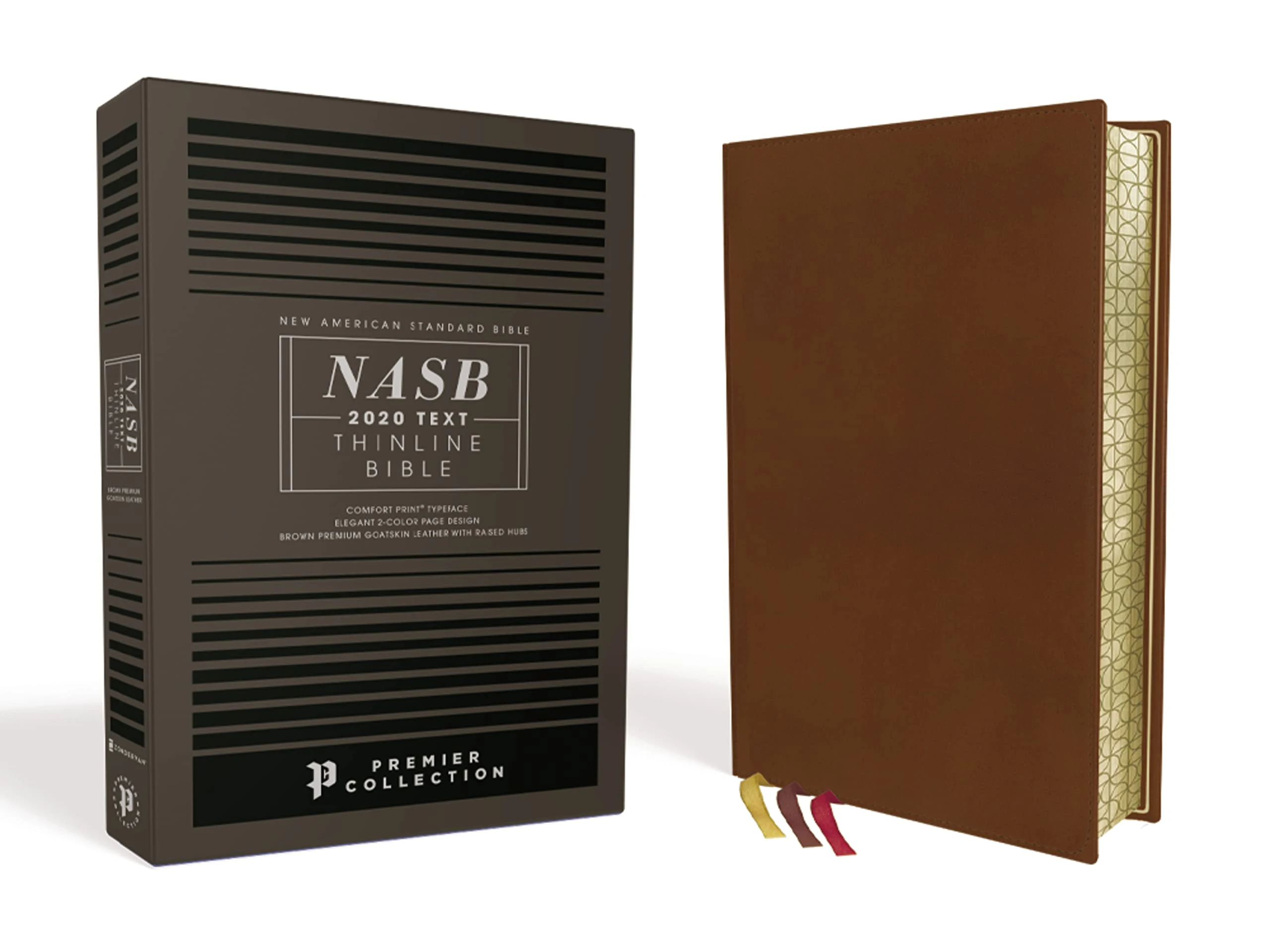 NASB, Thinline Bible, Premium Goatskin Leather, Brown, Premier Collection, Black Letter, Gauffered Edges, 2020 Text, Comfort Print: New American ... Goatskin Leather, Brown: Premier Collection