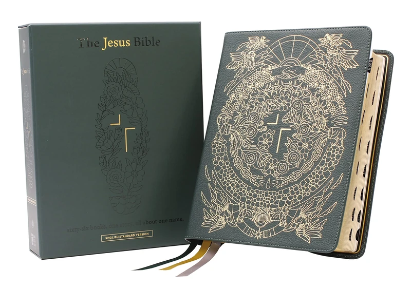 The Jesus Bible Artist Edition, ESV, (With Thumb Tabs to Help Locate the Books of the Bible), Genuine Leather, Calfskin, Green, Limited Edition, Thumb ... Version, Green, Genuine Leather, Calfskin