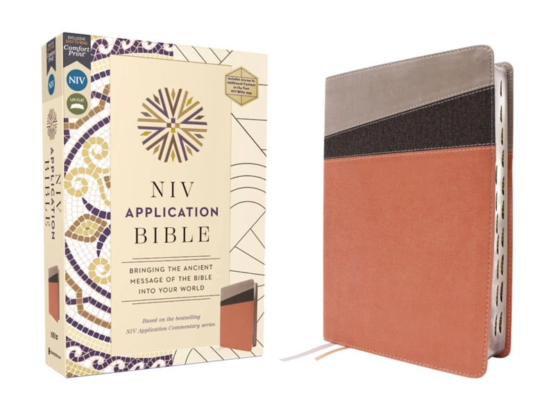 NIV Application Bible - Leathersoft Coral/Gray - Thumb Indexed