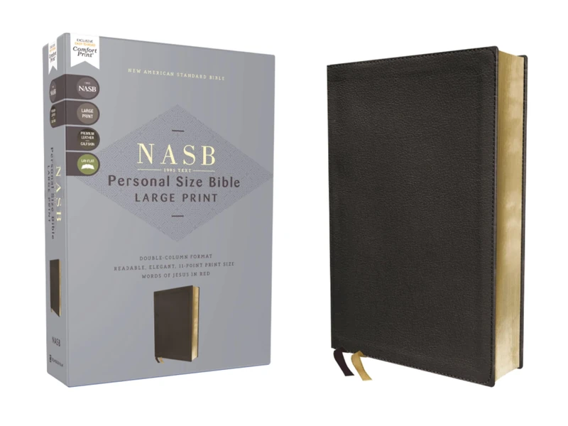 NASB, Personal Size Bible, Large Print, Genuine Leather, Calfskin, Black, Red Letter, 1995 Text, Comfort Print: New American Standard Bible Black, ... Size, Red Letter, 1995 Text, Comfort Print
